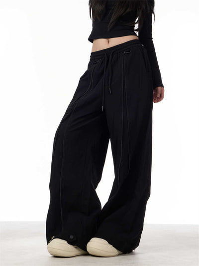 Patchwork Design Casual Pants Women's Loose Wide-leg Pants