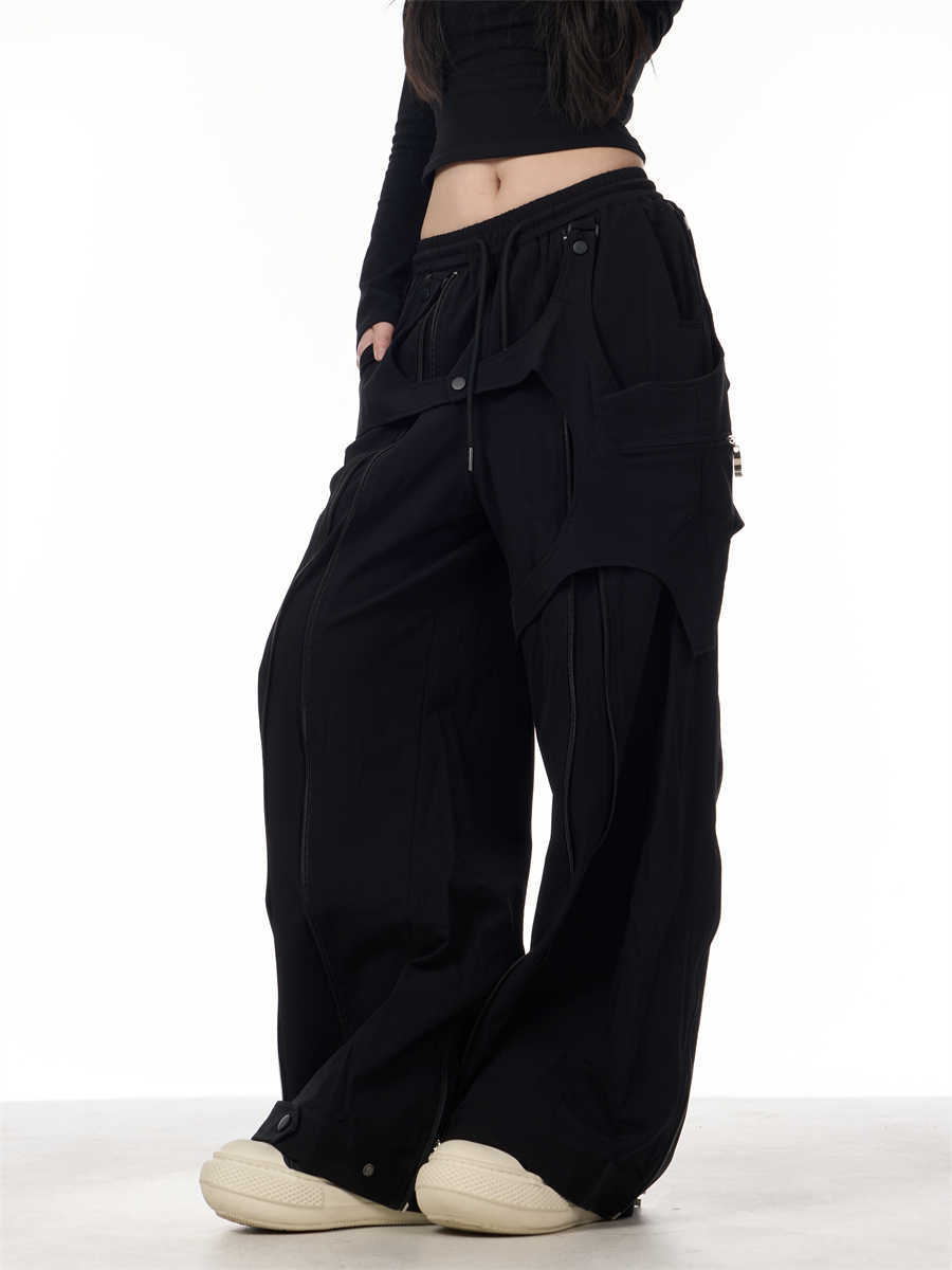 Patchwork Design Casual Pants Women's Loose Wide-leg Pants