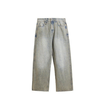 Men's Loose Light Blue Washed Wide-leg Jeans