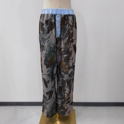 Loose Casual Camouflage Wide Leg Trousers For Women